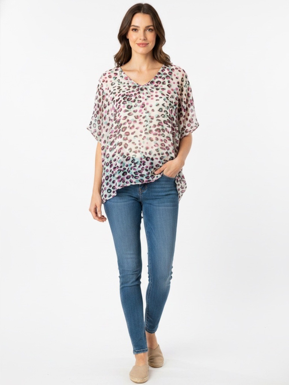 Lush 𝅺Brand Animal Print Semi Sheer Oversized Top